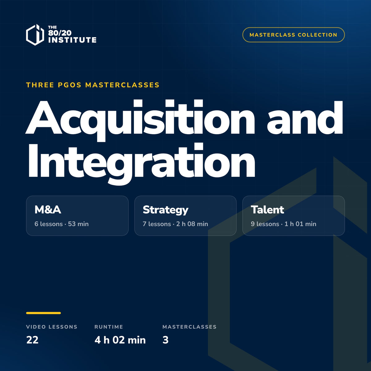 PGOS Acquisition and Integration — three masterclasses: M&A, Strategy, Talent