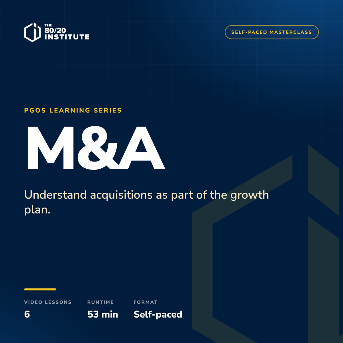 PGOS M&A Masterclass by The 80/20 Institute — 6 video lessons