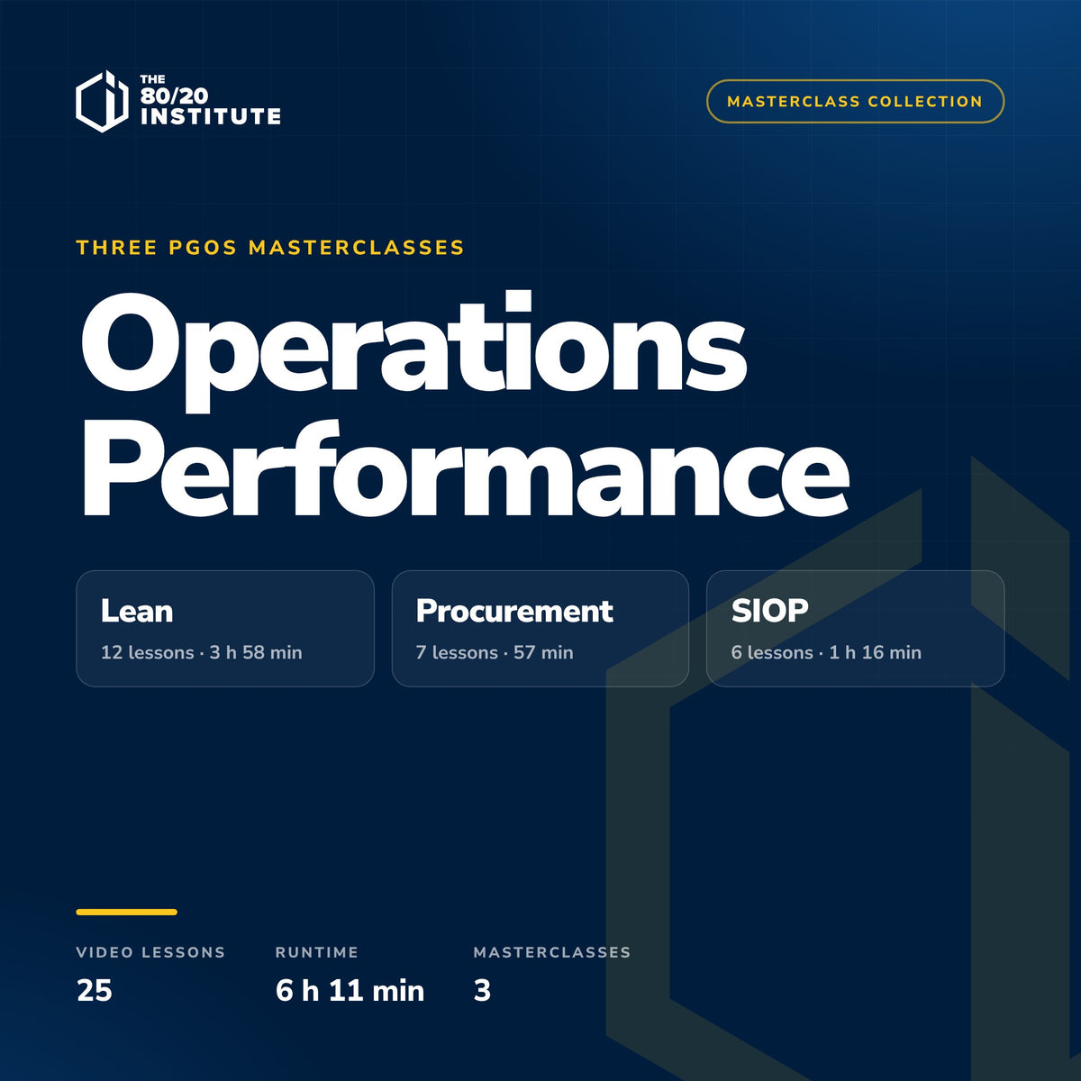 PGOS Operations Performance — three masterclasses: Lean, Procurement, SIOP