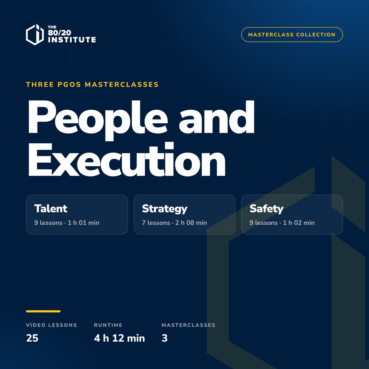 PGOS People and Execution — three masterclasses: Talent, Strategy, Safety
