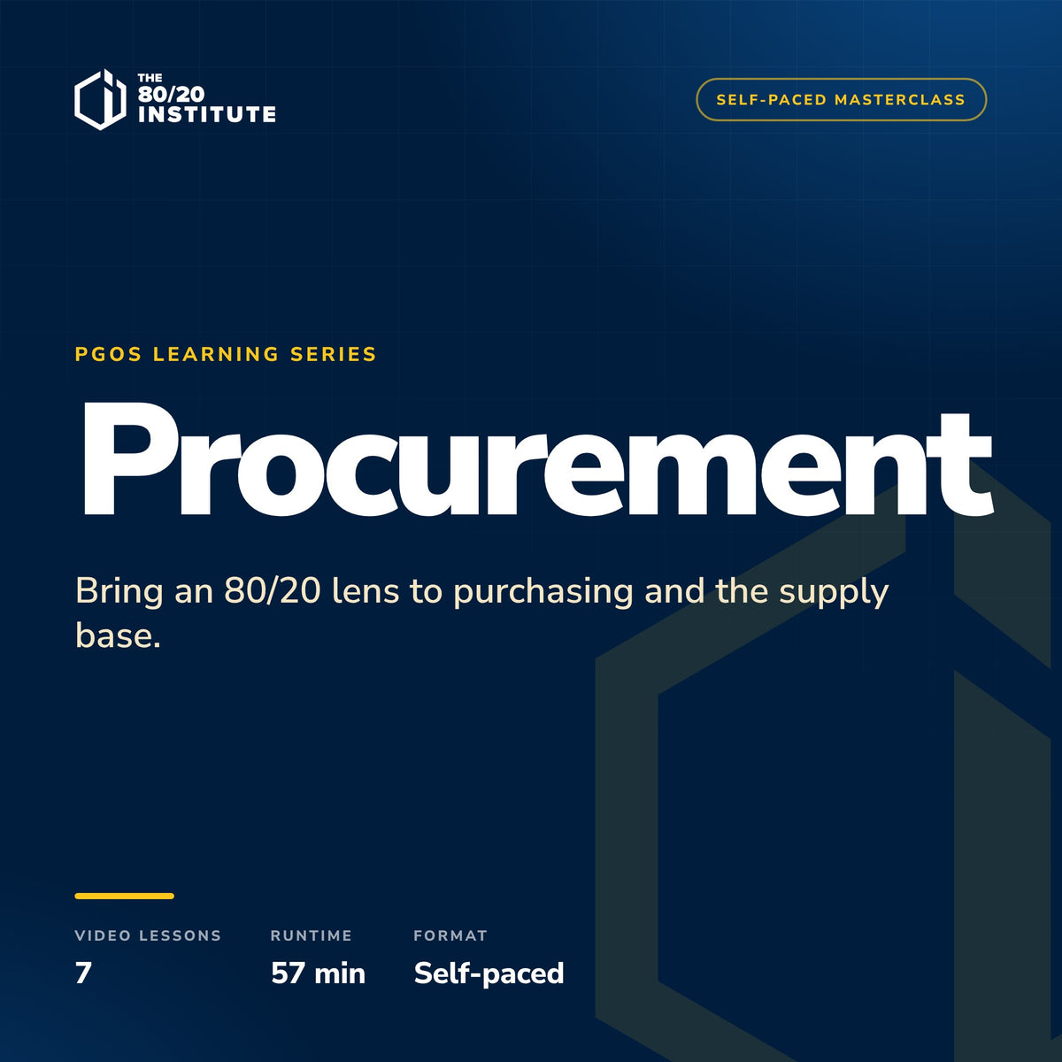 PGOS Procurement Masterclass by The 80/20 Institute — 7 video lessons