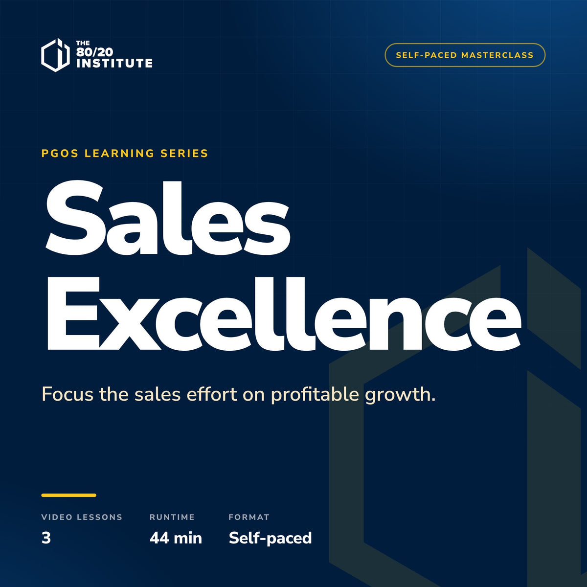 PGOS Sales Excellence Masterclass by The 80/20 Institute — 3 video lessons